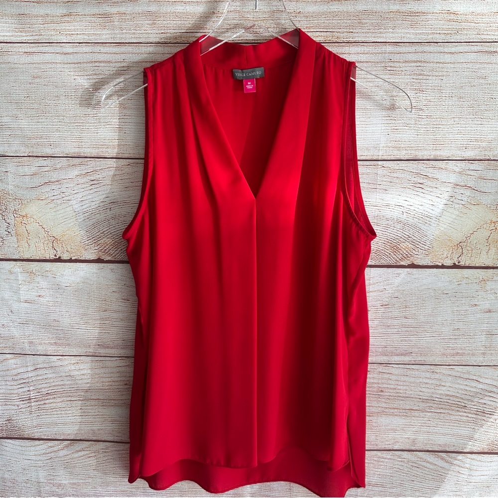 Vince Camuto Bold Red V-Neck Blouse